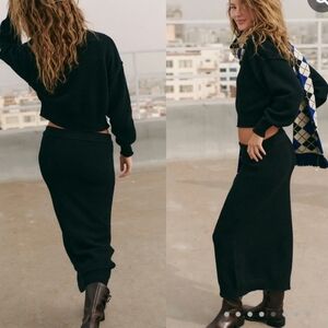 Free People Hailee Sweater Skirt Black Small